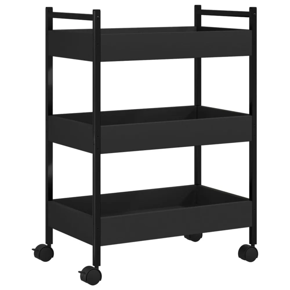 Carrello da Cucina Nero 50x30x70 cm Legno Multistrato