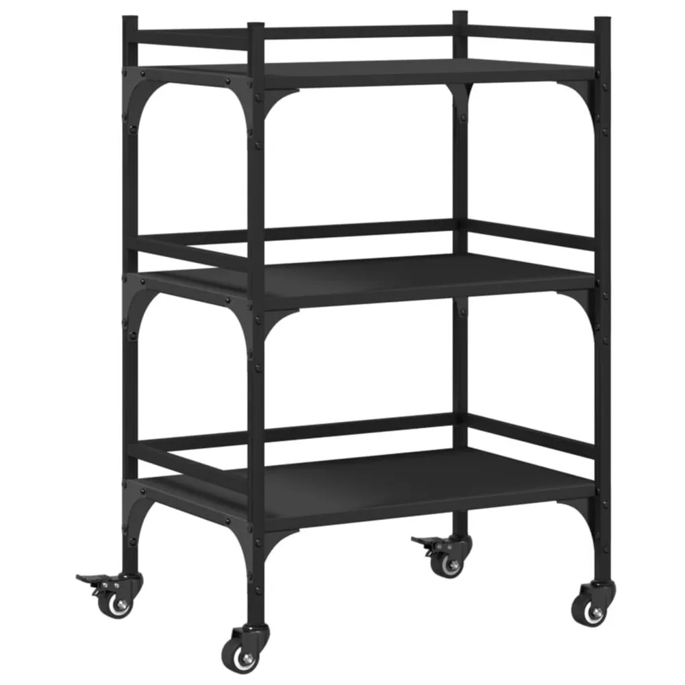 Carrello da Cucina Nero 50x35x75,5 cm Legno Multistrato