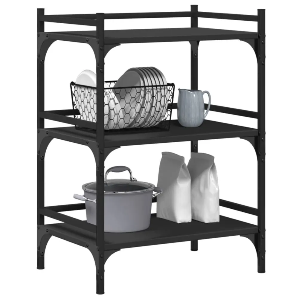 Carrello da Cucina Nero 50x35x75,5 cm Legno Multistrato