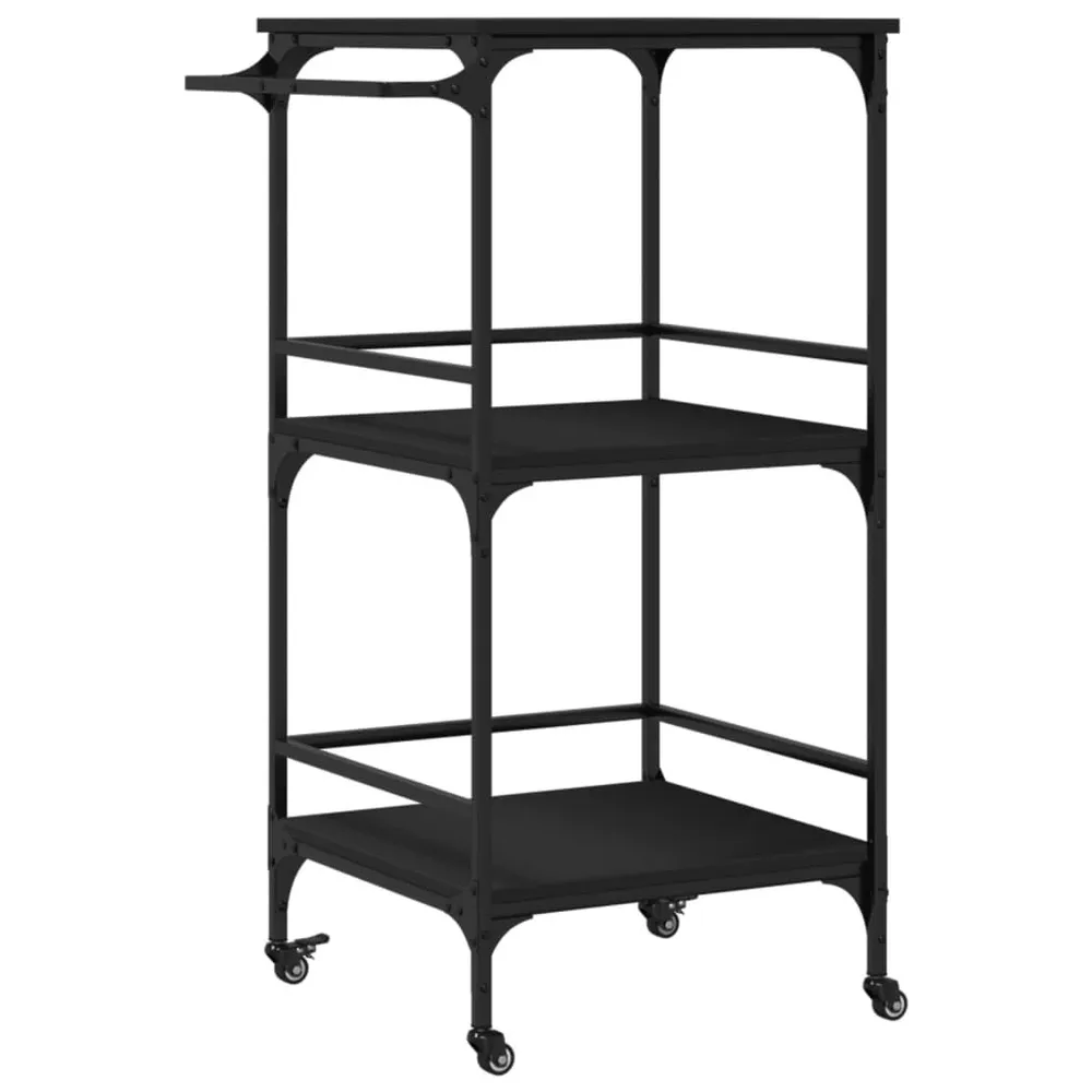 Carrello da Cucina Nero 60,5x50x105 cm Legno Multistrato