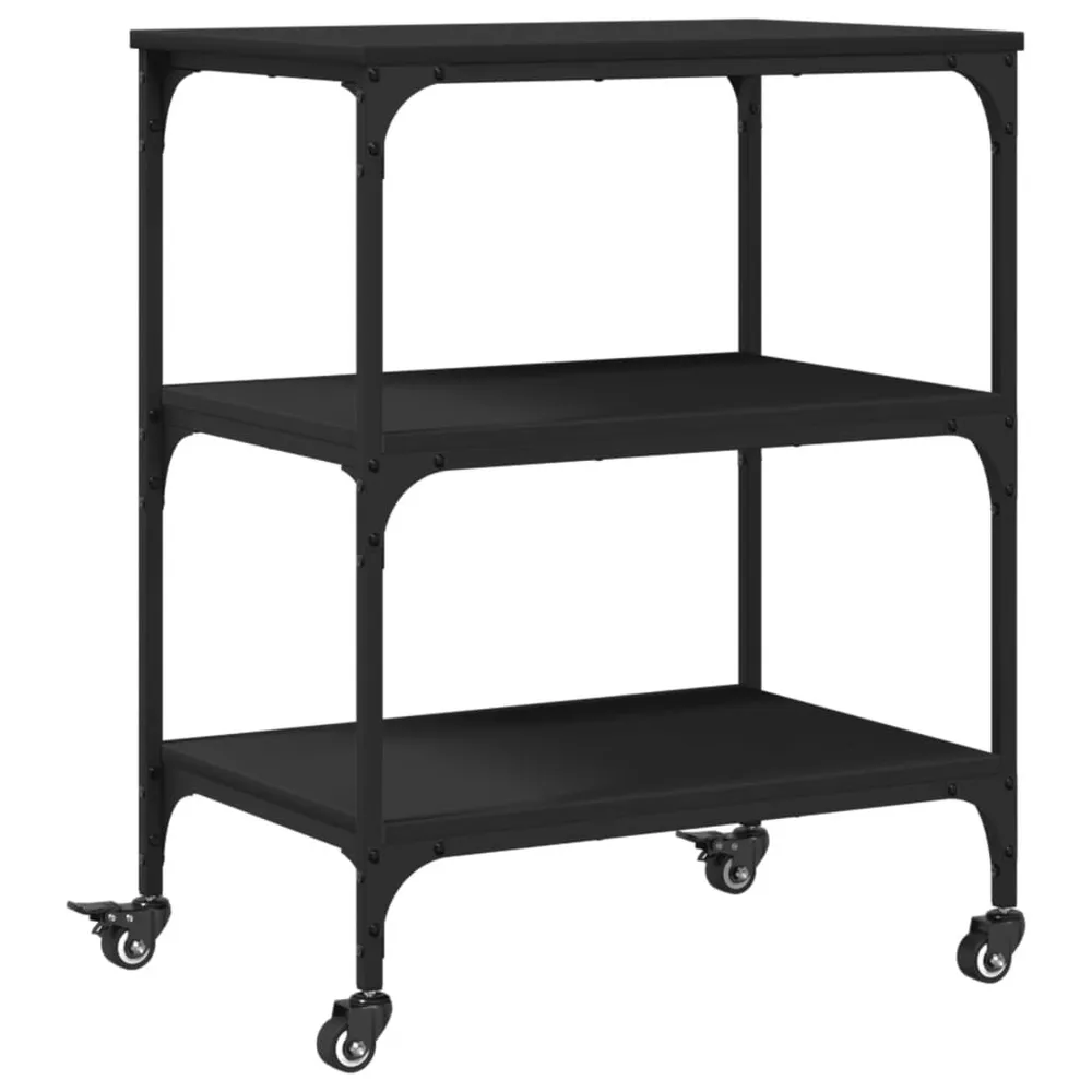 Carrello da Cucina Nero 60x41x76 cm Legno Multistrato