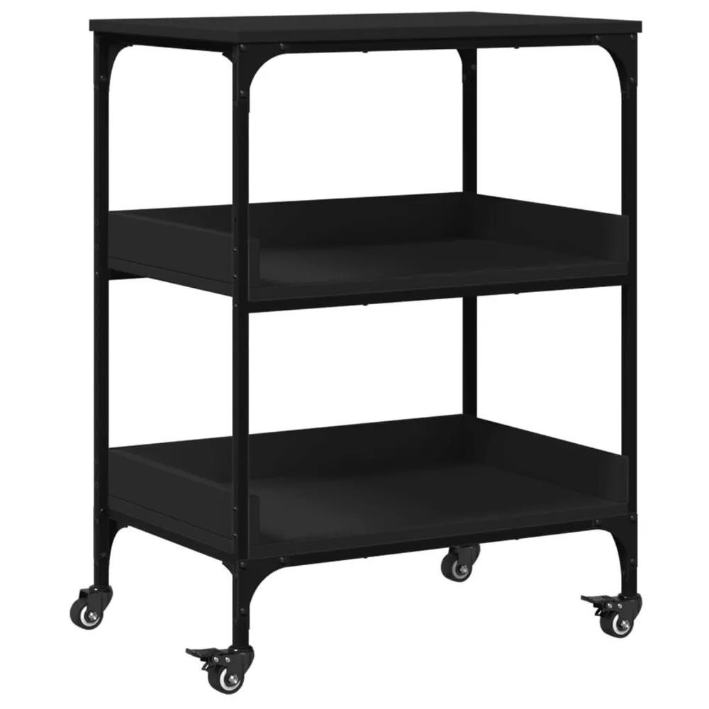 Carrello da Cucina Nero 60x41x80,5 cm Legno Multistrato