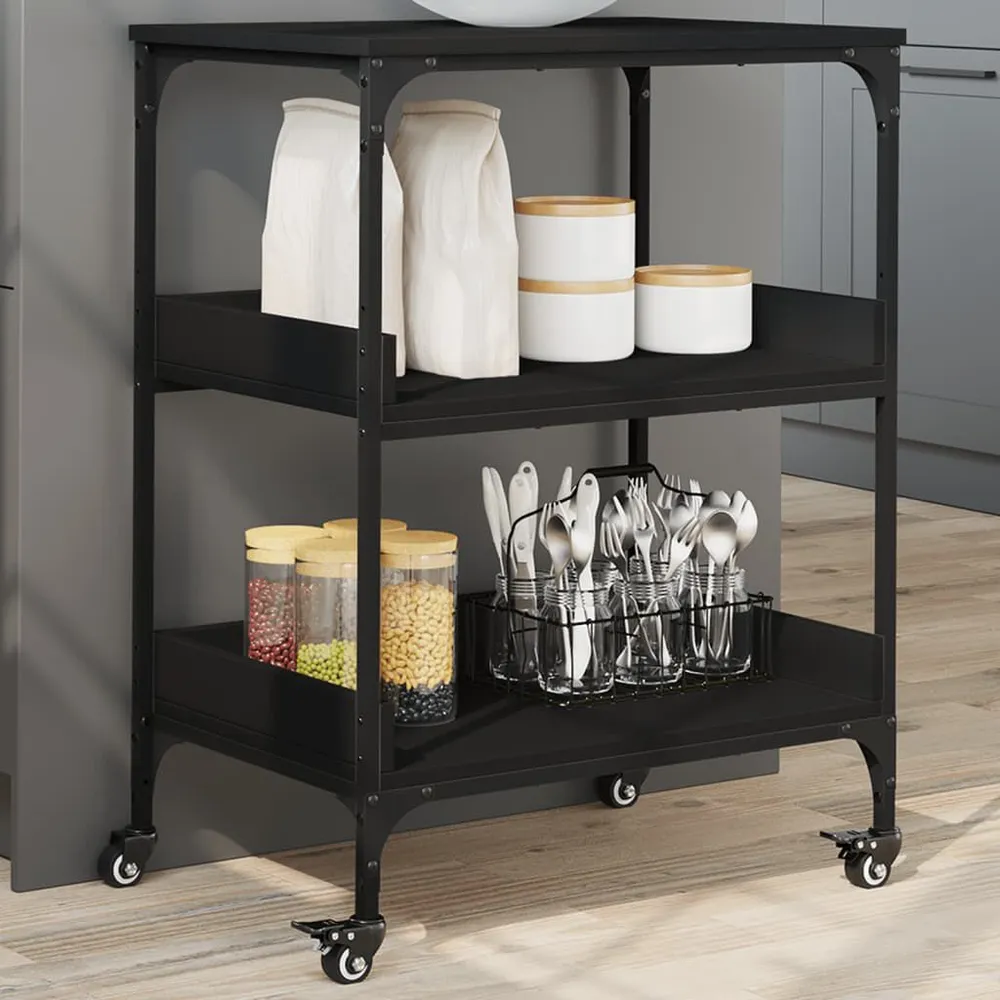 Carrello da Cucina Nero 60x41x80,5 cm Legno Multistrato
