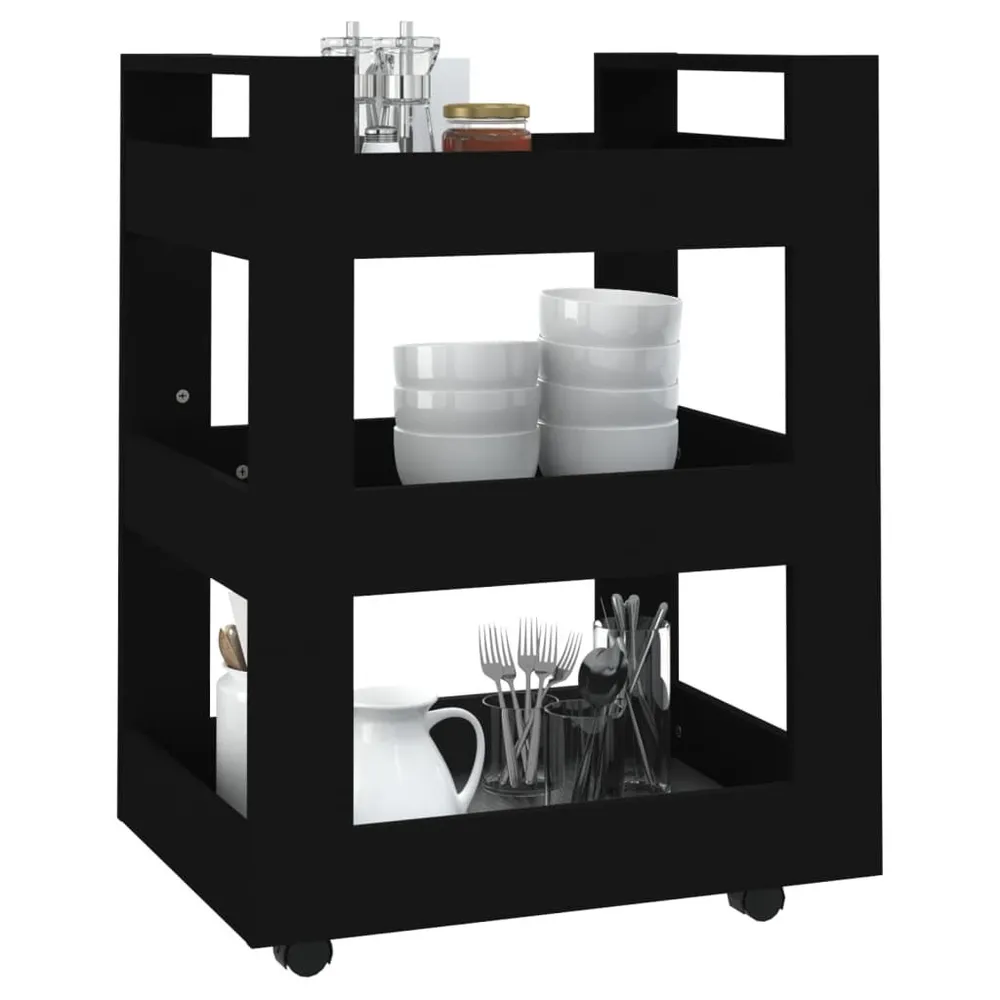 Carrello da Cucina Nero 60x45x80 cm Legno Multistrato