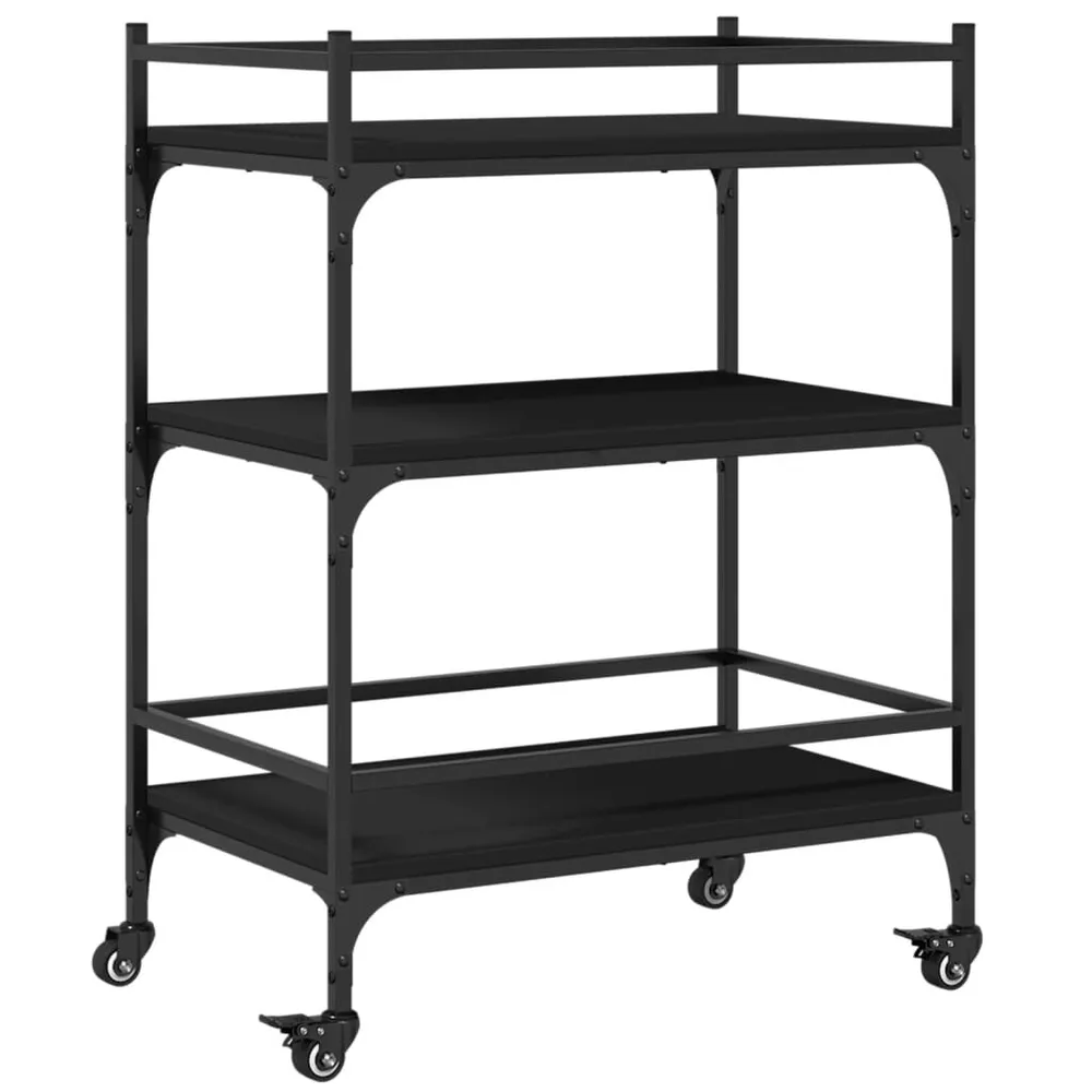Carrello da Cucina Nero 65x40x86,5 cm Legno Multistrato