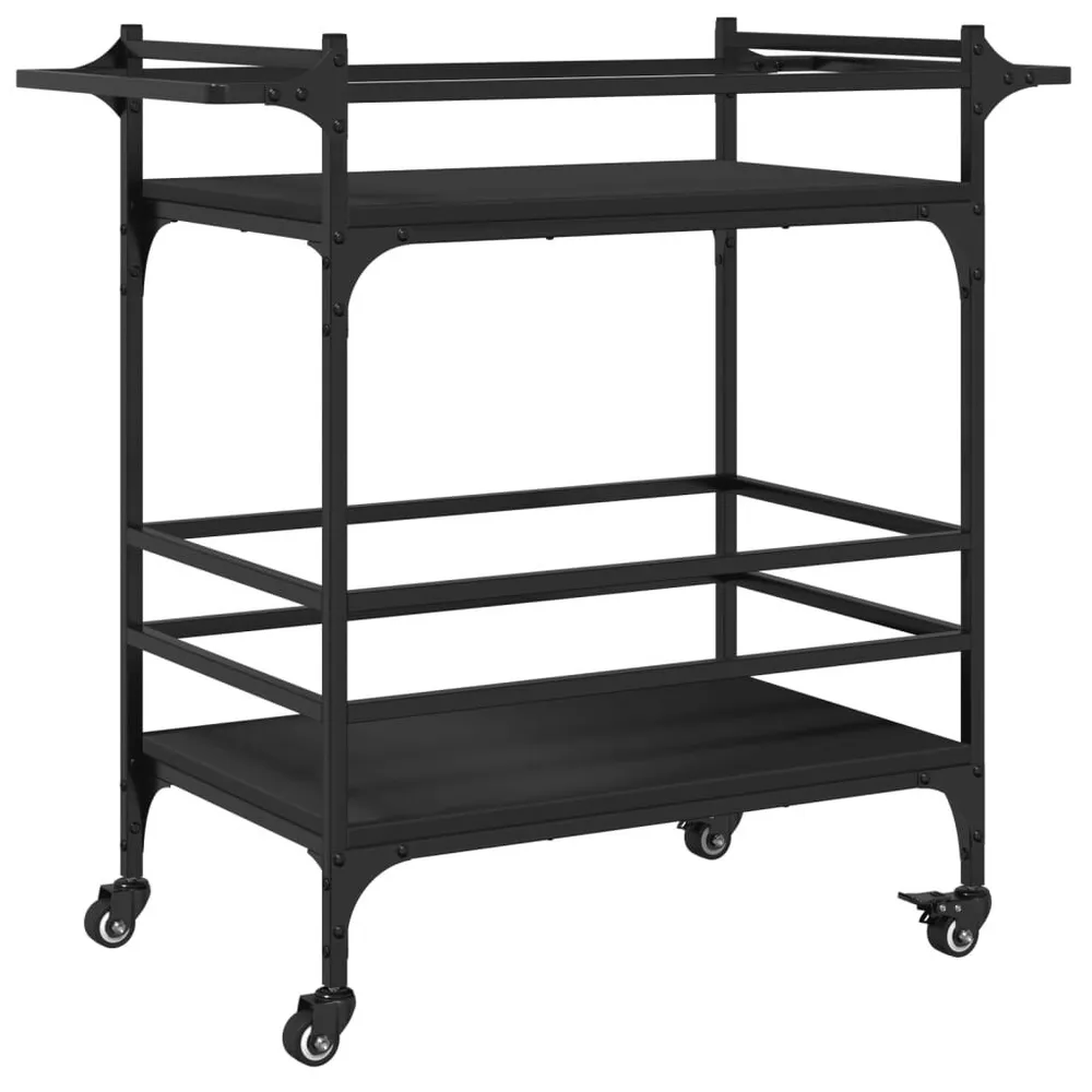 Carrello da Cucina Nero 82x40x78,5 cm Legno Multistrato