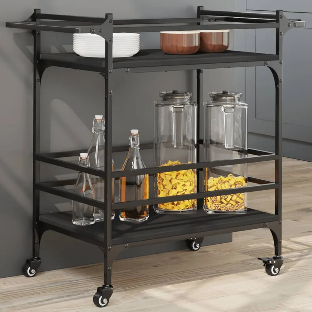 Carrello da Cucina Nero 82x40x78,5 cm Legno Multistrato