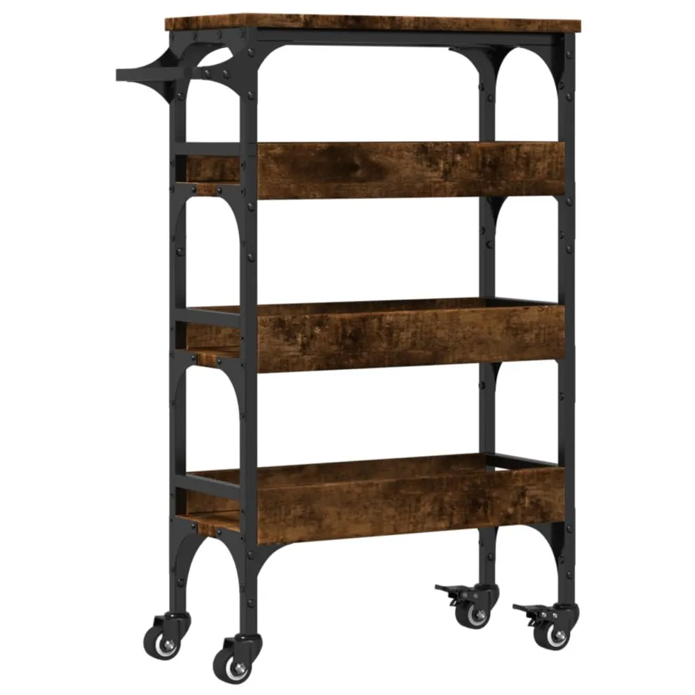 Carrello da Cucina Rovere Fumo 53x20x76 cm Legno Multistrato
