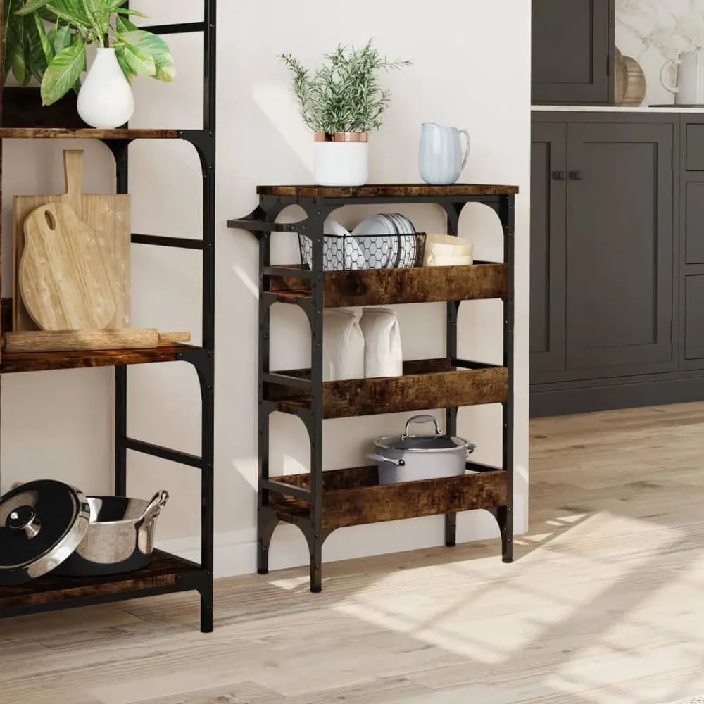 Carrello da Cucina Rovere Fumo 53x20x76 cm Legno Multistrato