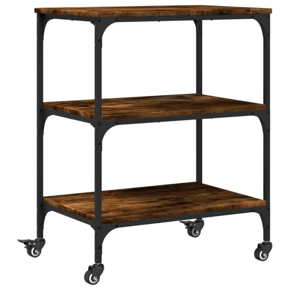 Carrello da Cucina Rovere Fumo 60x41x76 cm Legno Multistrato