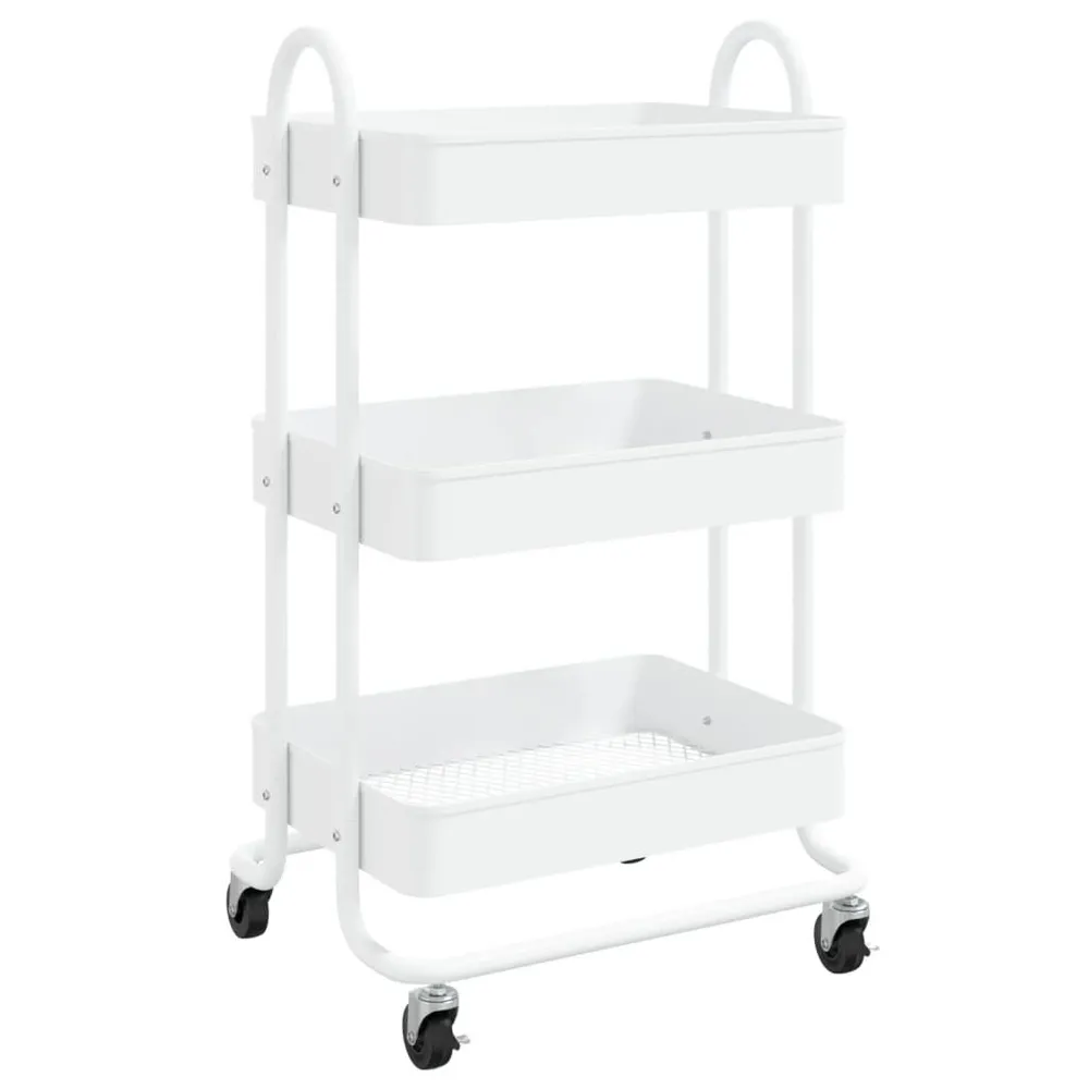 Carrello 3 Livelli Bianco 43x34x79 cm Acciaio