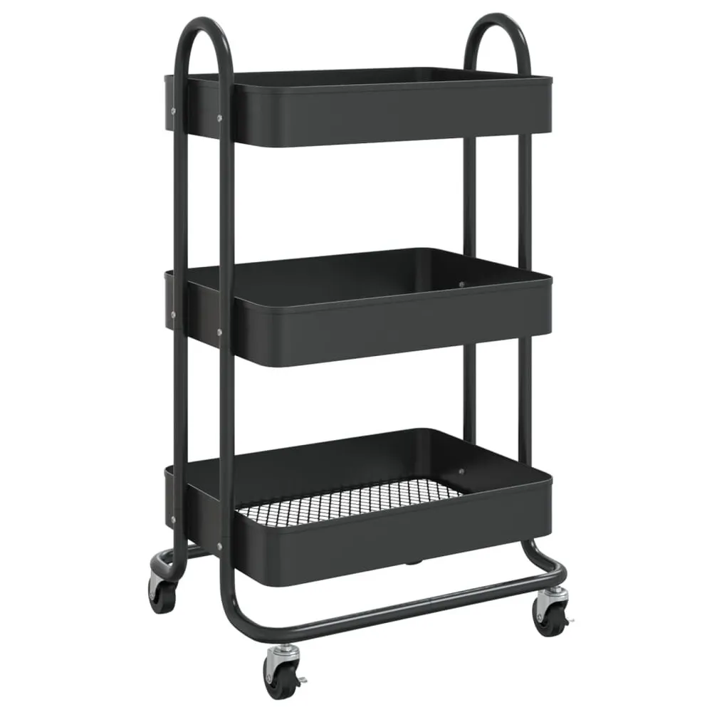 Carrello 3 Livelli Nero 43x34x79 cm Acciaio