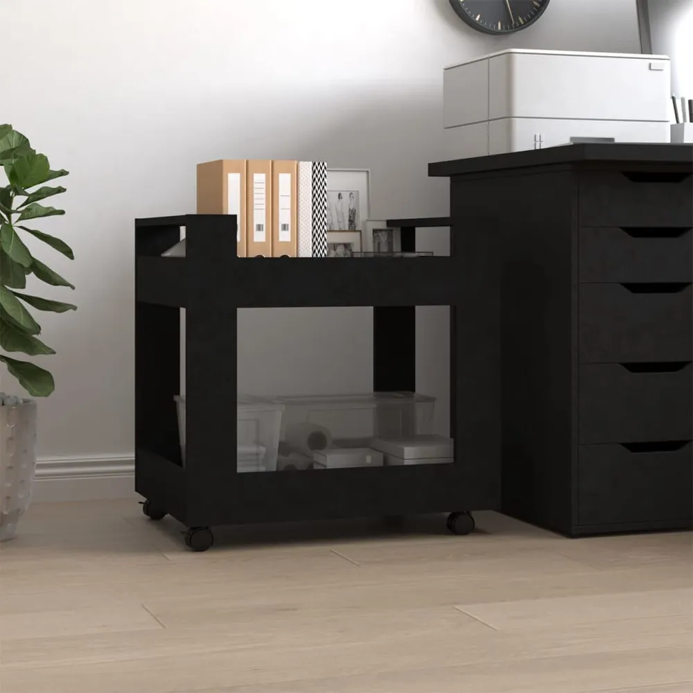 Carrello per Scrivania Nero 60x45x60 cm Legno Multistrato