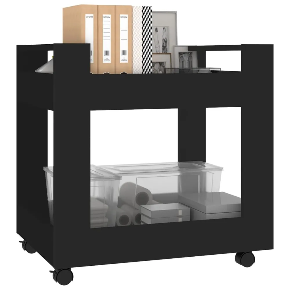 Carrello per Scrivania Nero 60x45x60 cm Legno Multistrato
