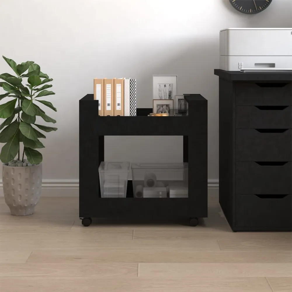 Carrello per Scrivania Nero 60x45x60 cm Legno Multistrato