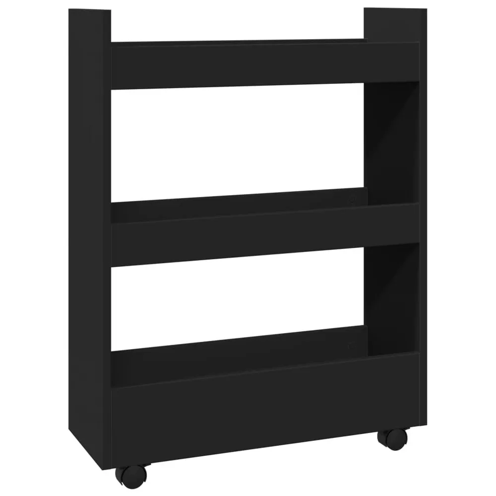 Carrello Portaoggetti Limitato 3 Livelli Nero Truciolato