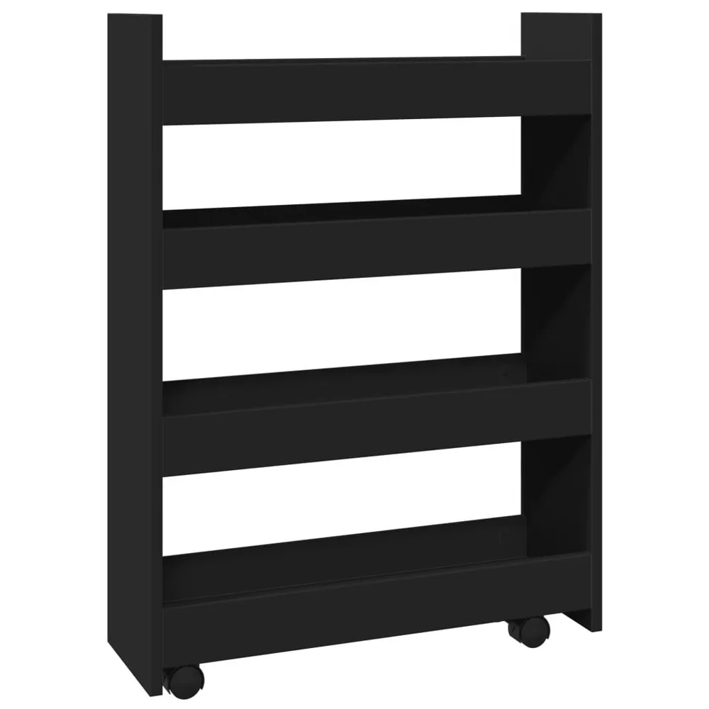 Carrello Portaoggetti Ristretto 4 Livelli Nero Truciolato