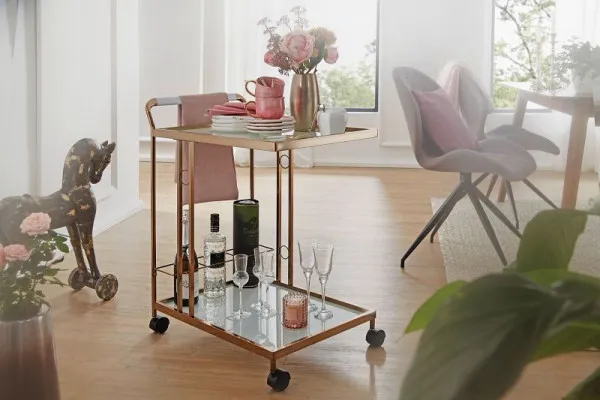 Carrello da portata Wohnling Design oro 67x80x45 cm WL6.008