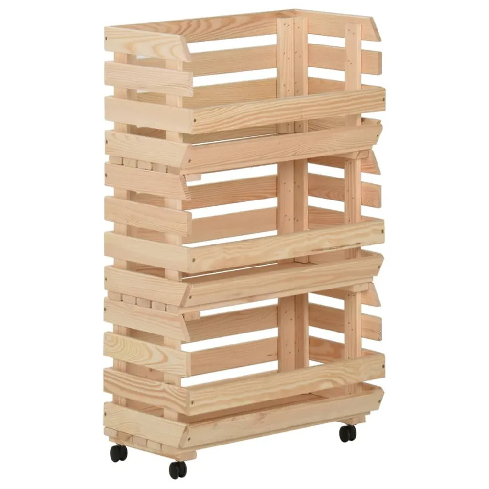 Carrello Portaverdure 37x30x80 cm Legno Massello di Pino