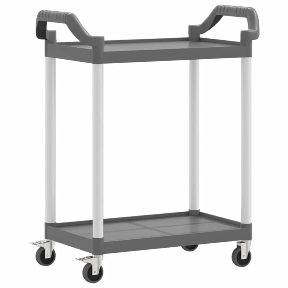 Carrello 2 Ripiani Grigio 81x41x92 cm Alluminio