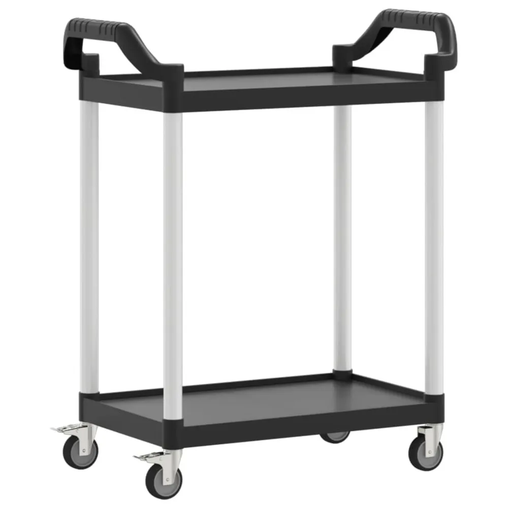 Carrello 2 Ripiani Nero 81x41x92 cm Alluminio