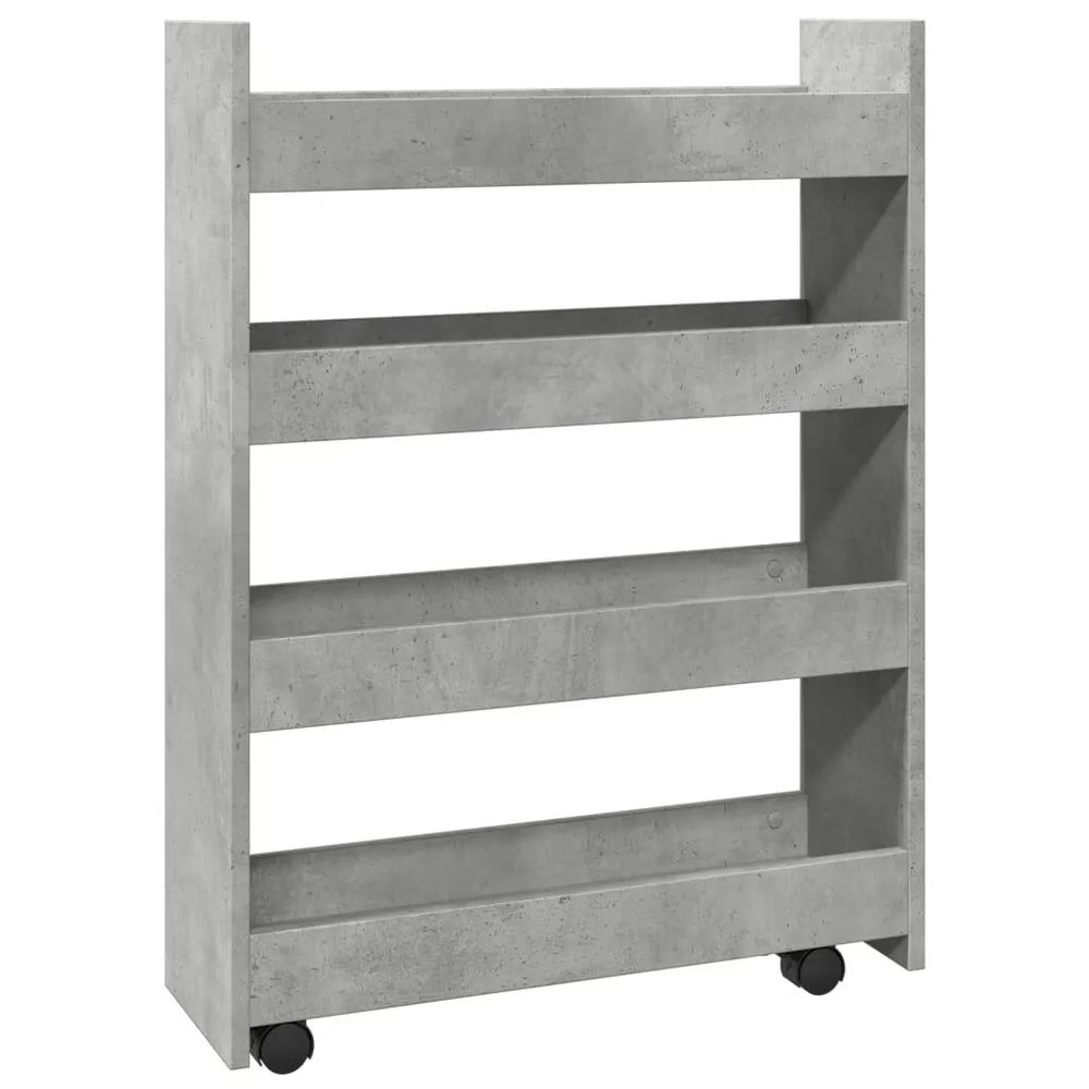 Carrello Stretto 4 Livelli Grigio Cemento Truciolato