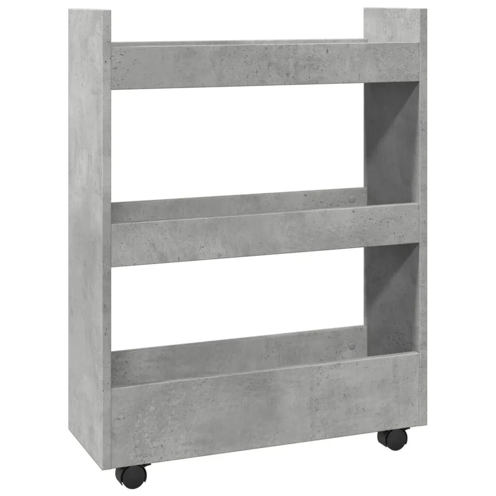 Carrello Stretto 3 Livelli Grigio Cemento Truciolato