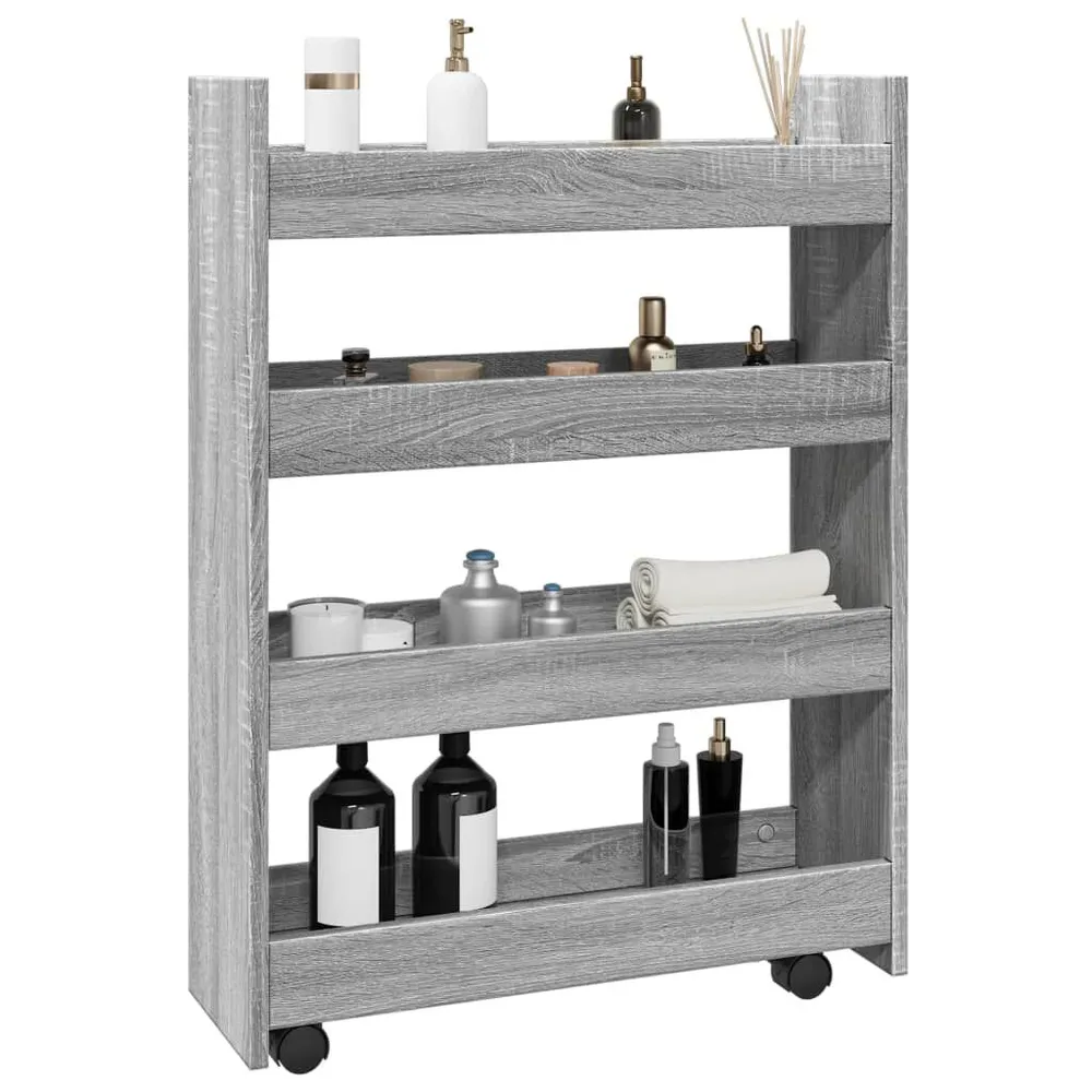 Carrello Stretto 4 Livelli Grigio Sonoma Truciolato