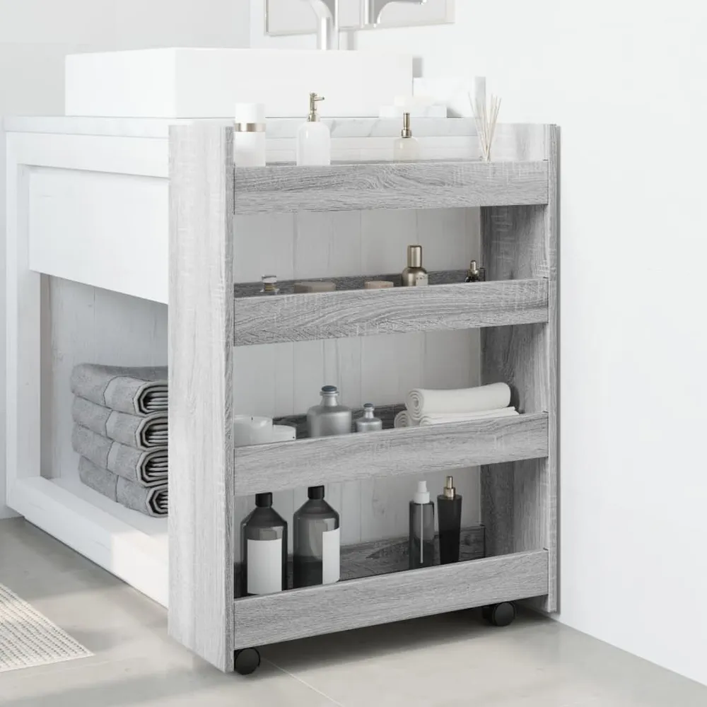 Carrello Stretto 4 Livelli Grigio Sonoma Truciolato