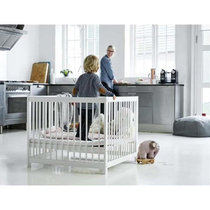 Hoppekids IDA-MARIE Kravlegård m. Madras - Hvid - 3x80x86 cm.