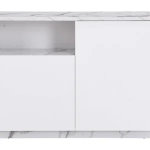Isola centrale da cucina con 2 ante e 1 nicchia MDF Effetto marmo Bianco CORELINA