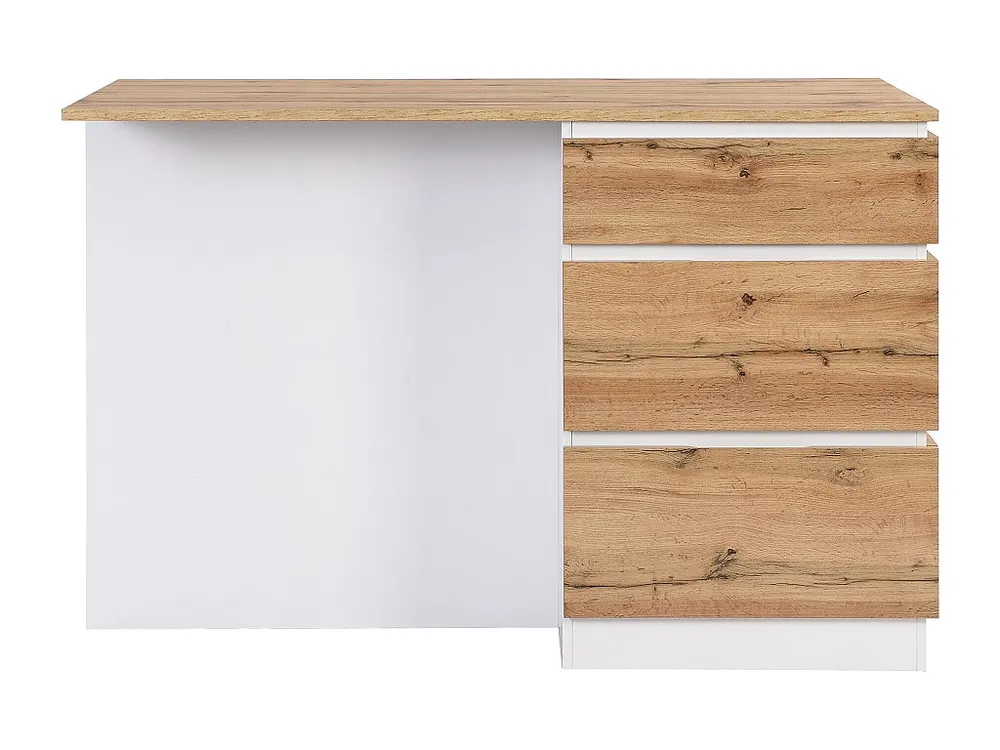 Isola centrale da cucina con 6 cassetti e 4 nicchie MDF Naturale e Bianco POMARELA