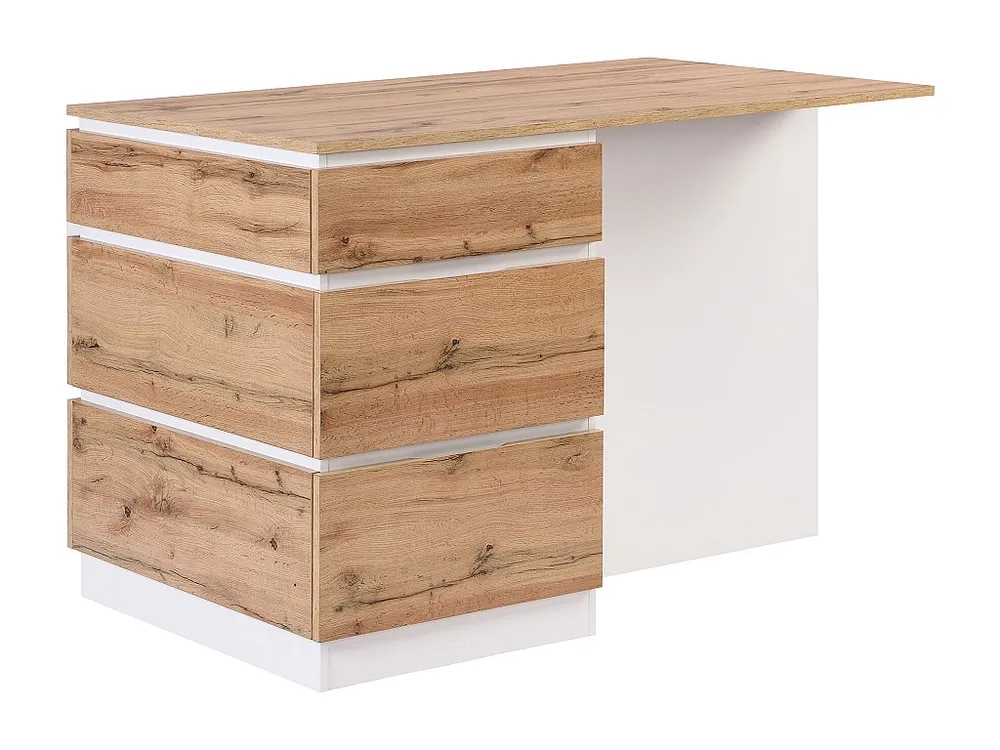 Isola centrale da cucina con 6 cassetti e 4 nicchie MDF Naturale e Bianco POMARELA