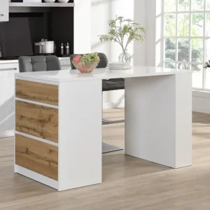 Isola centrale da cucina con vani portaoggetti MDF Bianco e Naturale limpido PALESTRINA