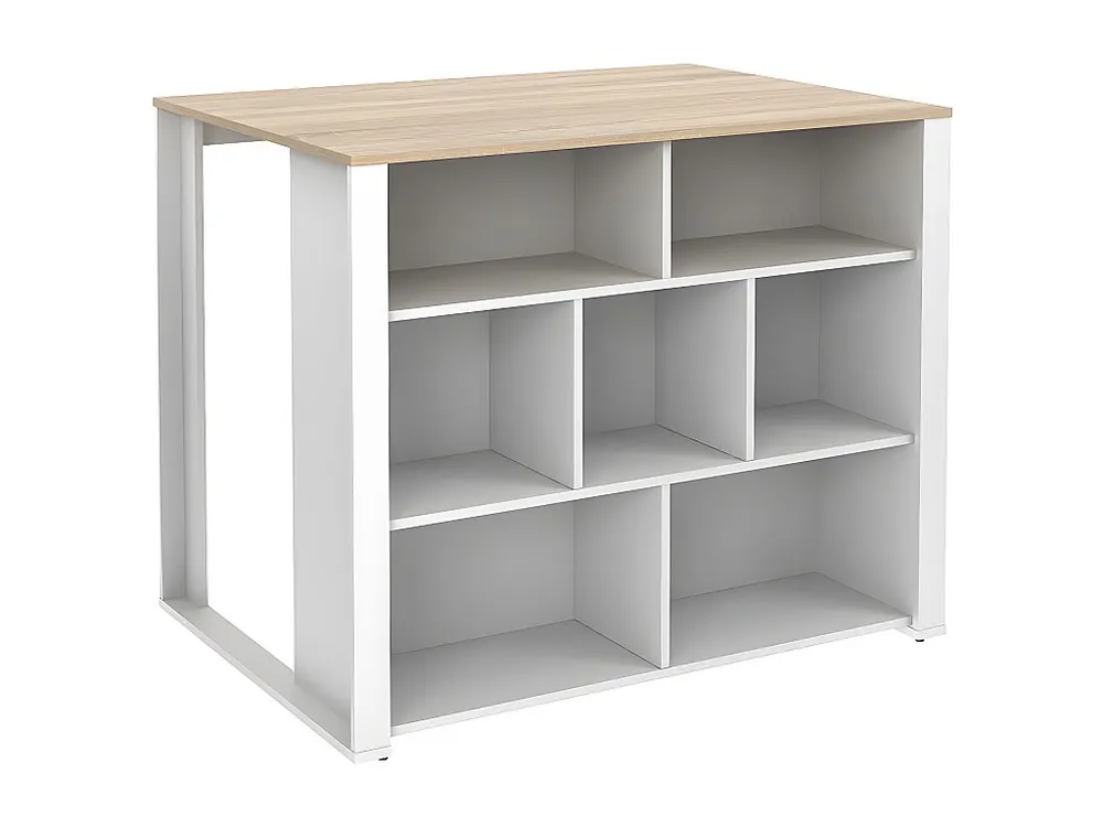 Isola centrale da cucina moderna L110,2 cm Pannello Bianco e Rovere OPOLE