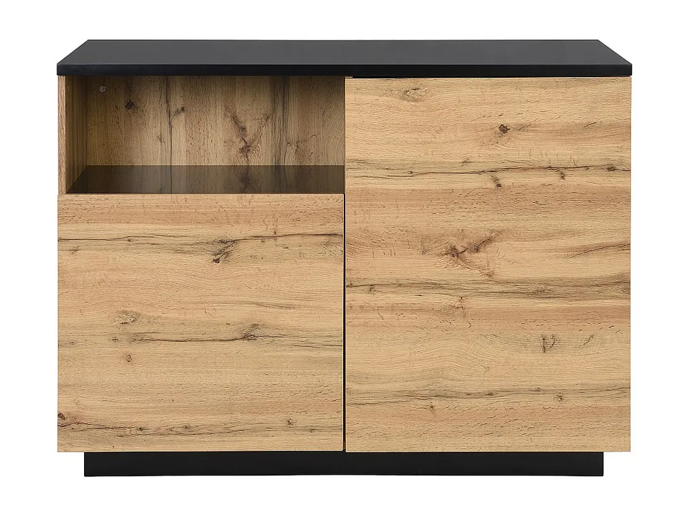 Isola da cucina con 2 ante e 1 nicchia MDF Naturale e Nero CORELINA