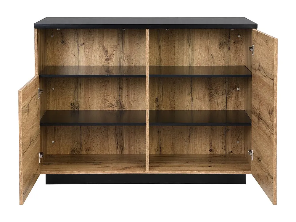 Isola da cucina con 2 ante e 1 nicchia MDF Naturale e Nero CORELINA