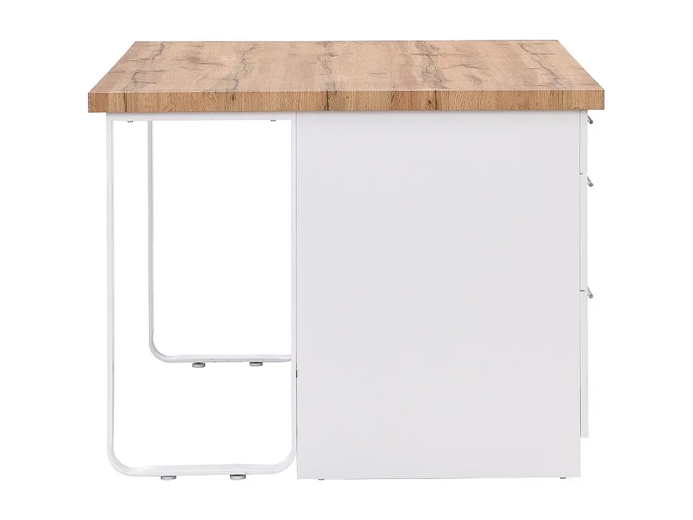 Isola da cucina con 6 cassetti MDF e Metallo Bianco e Naturale trasparente ALEGRITA