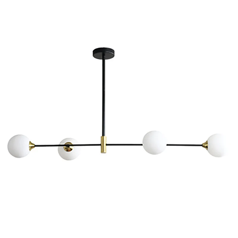 Lampadario isola vetro sferico con illuminazione sospensione isola metallo nero minimalista contemporaneo per tavolo da pr...