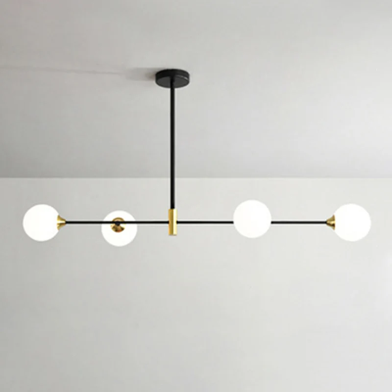 Lampadario isola vetro sferico con illuminazione sospensione isola metallo nero minimalista attuale per tavolo da pranzo
