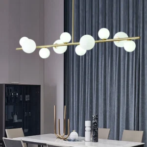Lampadario isola vetro sferico con illuminazione sospensione isola metallo dorato minimalista contemporaneo per tavolo da...