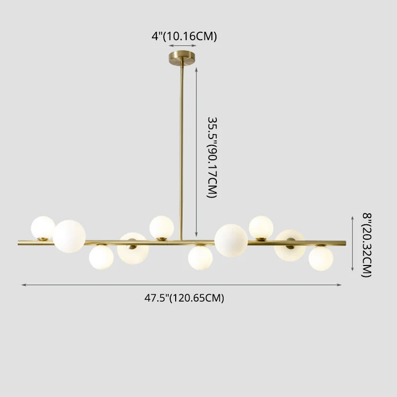 Lampadario isola vetro sferico con illuminazione sospensione isola metallo dorato minimalista contemporaneo per tavolo da...