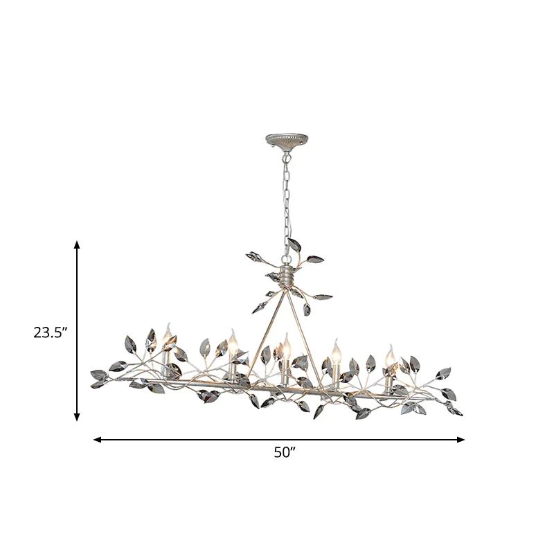 Lampadario sospensione isola foglia argento/oro modernismo cristallo 5 teste per sala da pranzo