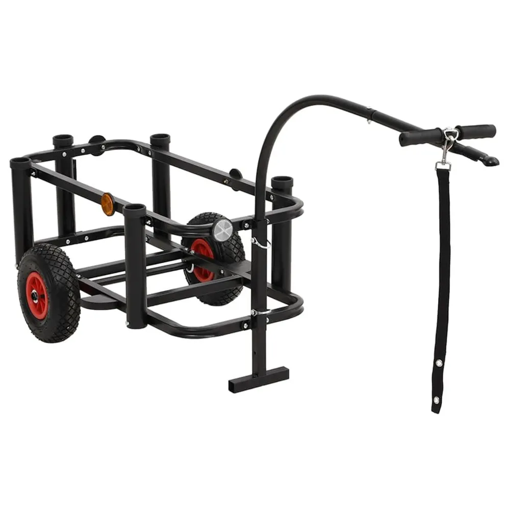 Mobile Angolo Carrello da Pesca Acciaio Nero