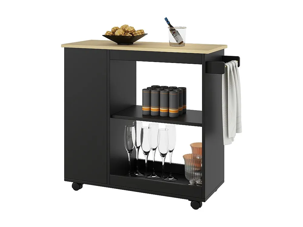 Mobile cucina ad isola centrale con vani giorno e ripiani - 105 x 38 x 89 cm - Legno MDF - Nero