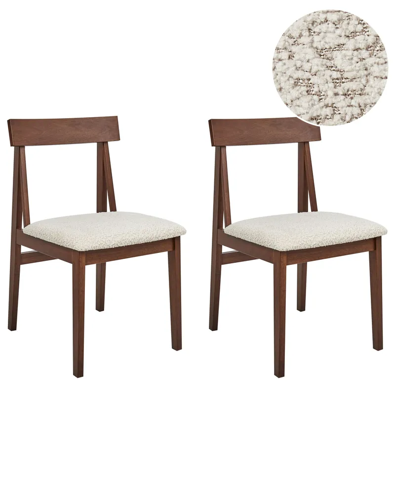 Set 2 Wooden Dining Chairs Dark and Camoscio ISLE Set Completo 12 Pezzi