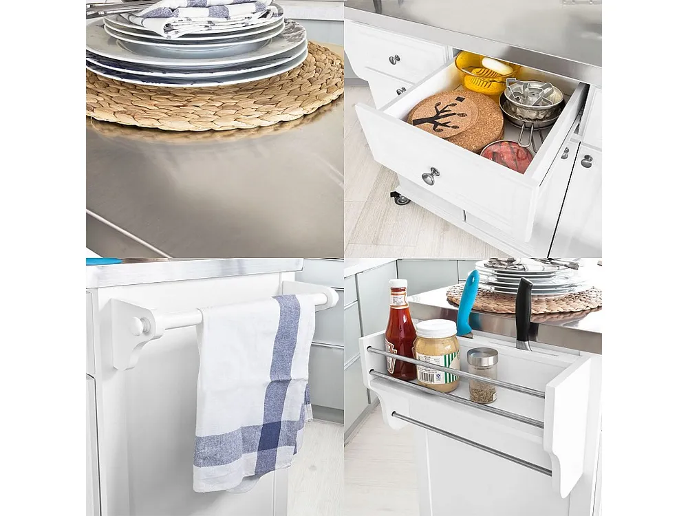 SoBuy Carrello da cucina, credenza, Mobiletto ad angolo Bianco FKW33-W