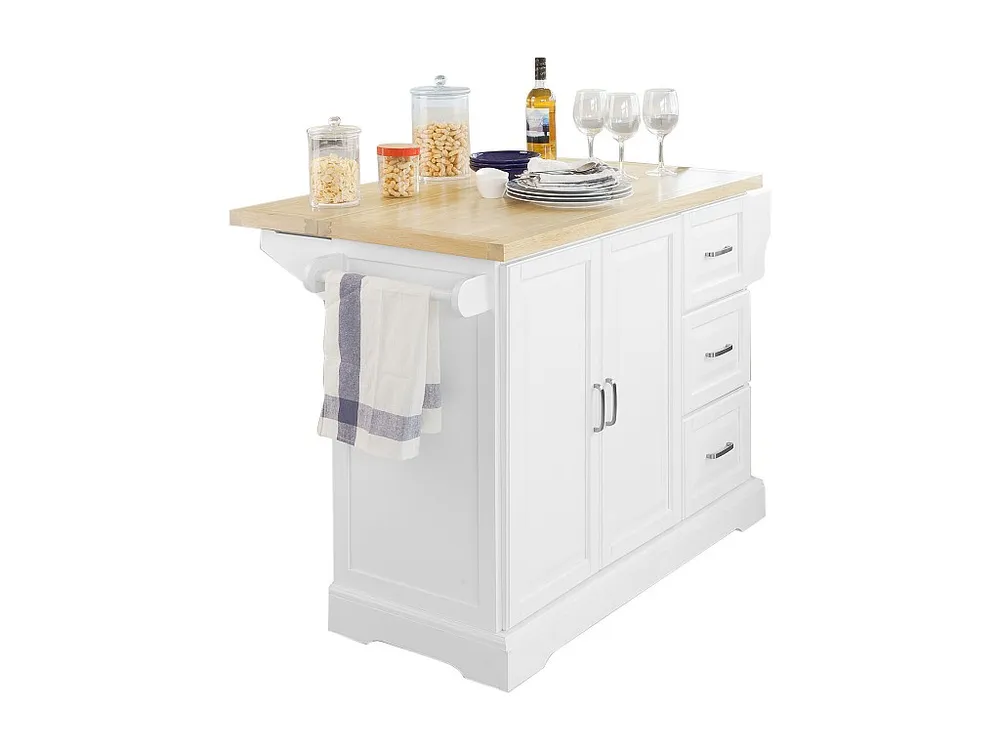 SoBuy Carrello Cucina Mobile Cucina Bianco Con Route Credenza Cucina Piano Legno FKW41-WN