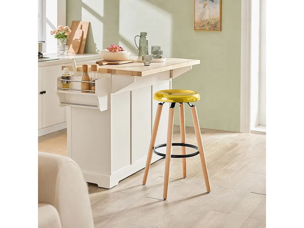 SoBuy Carrello Cucina Mobile Cucina Bianco Con Route Credenza Cucina Piano Legno FKW41-WN