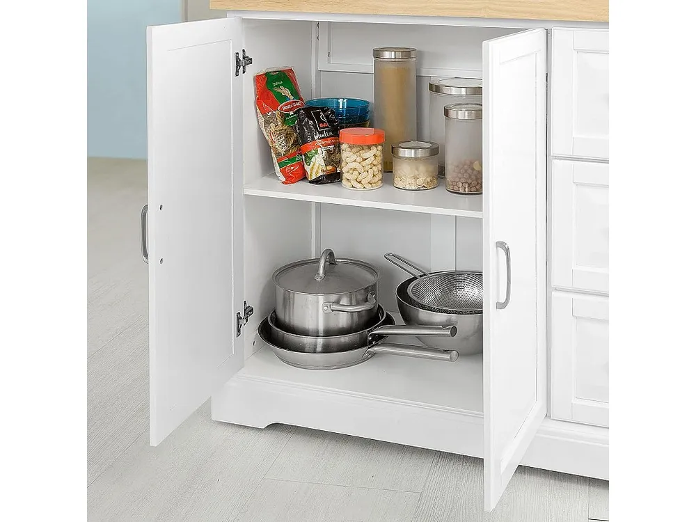 SoBuy Carrello Cucina Mobile Cucina Bianco Con Route Credenza Cucina Piano Legno FKW41-WN
